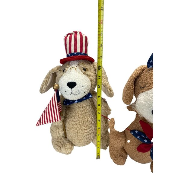 Patriotic Plush Dog Couple Girl and Boy With USA Flag & Accessories 4th of July - Picture 3 of 4